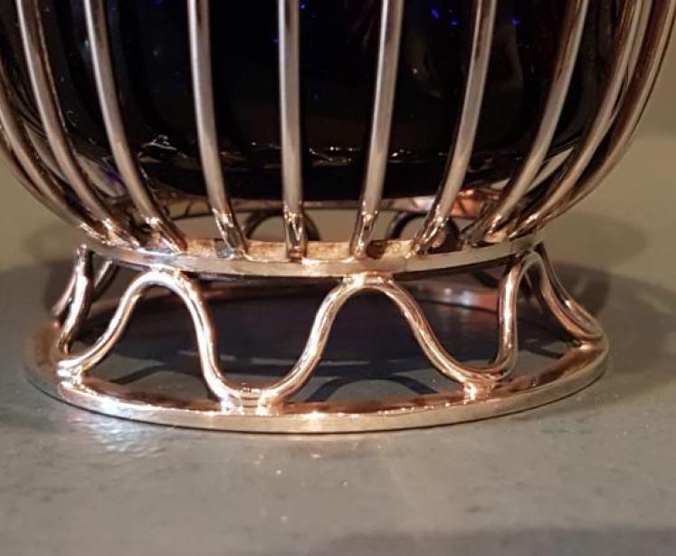 Edwardian Silver & Bristol Blue Glass Basket - Image 3