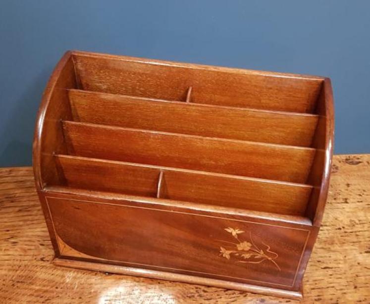 Late Victorian Inlaid Mahogany Stationary Rack - Image 5