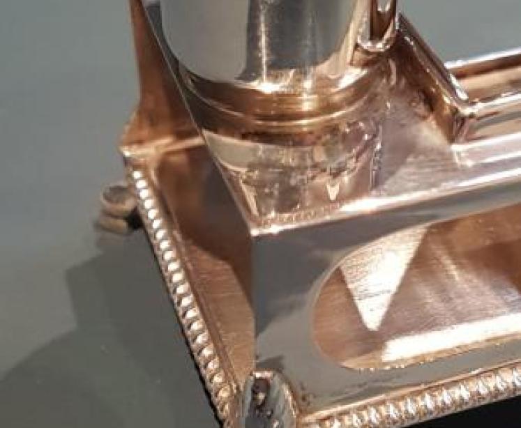 Unusual Victorian Silver Desktop Candlestick and Matchbox Stand  - Image 4