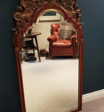 Superb Carved Timber Gilt Pediment Chinoiserie Mirror