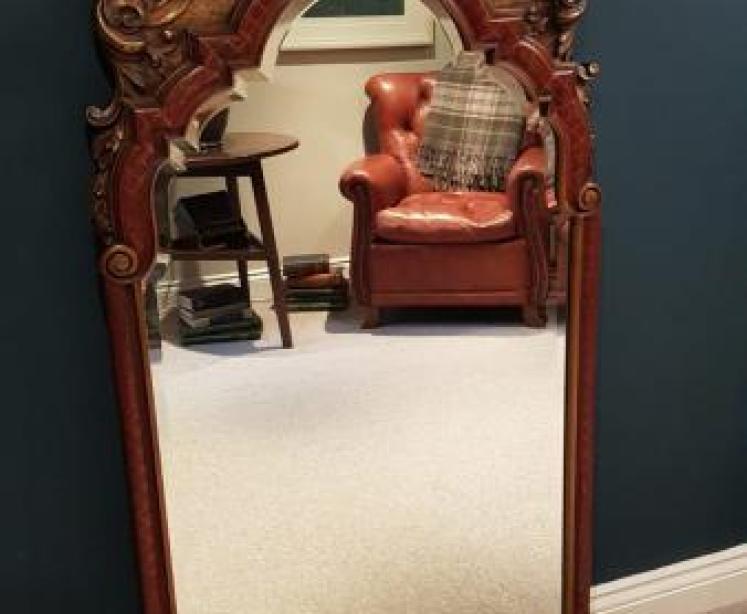 Superb Carved Timber Gilt Pediment Chinoiserie Mirror - Image 1