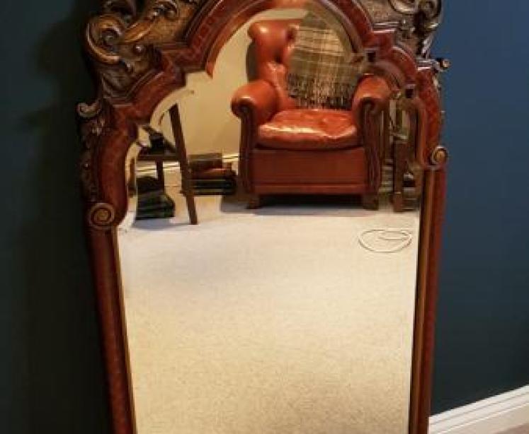 Superb Carved Timber Gilt Pediment Chinoiserie Mirror - Image 5