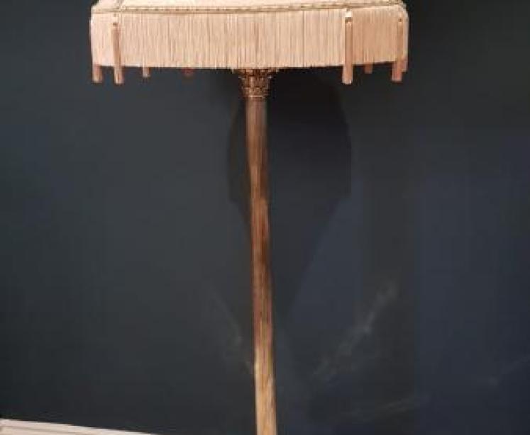 Antique Late Victorian Solid Brass Corinthian Column Lamp Standard - Image 1