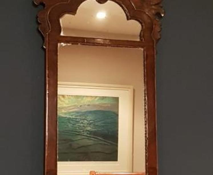 Antique George III Walnut Framed Mirror - Image 1