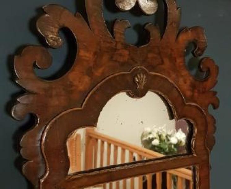 Antique George III Walnut Framed Mirror - Image 2