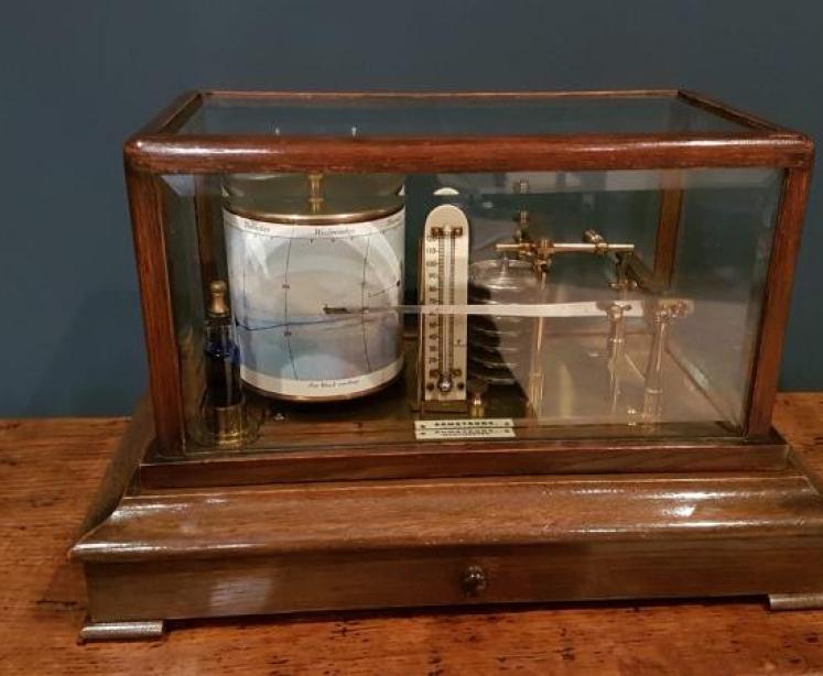 Antique Oak Cased Barograph by Armstrong of Manchester - Image 1