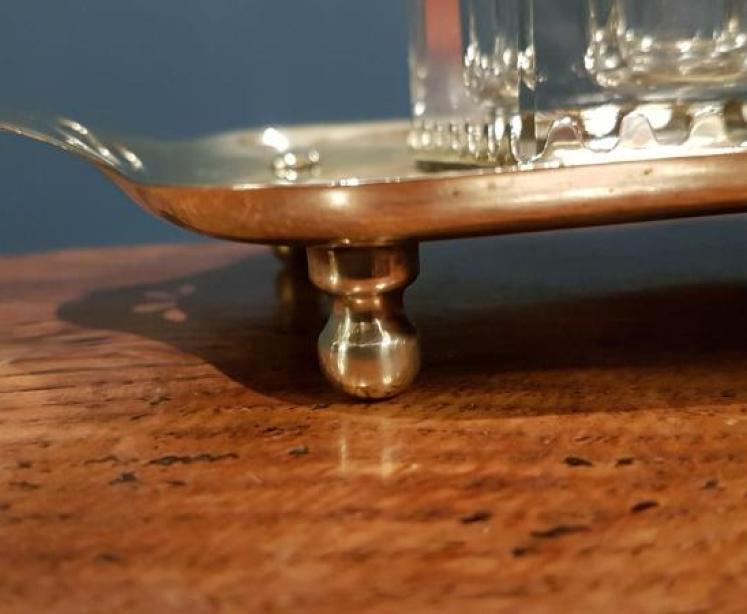 Large Art Nouveau Brass and Cut Crystal Ink Stand - Image 6