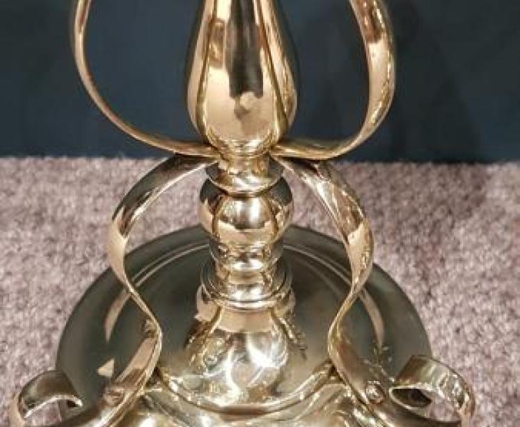 Unusual Pair of Antique Decorative Brass Candlestick - Image 6