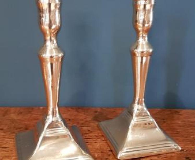 Pair of Antique George III Brass Candlesticks - Image 1