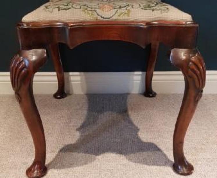 Antique George III Style Mahogany Cabriole Leg Stool - Image 2