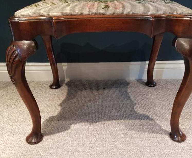Antique George III Style Mahogany Cabriole Leg Stool - Image 5