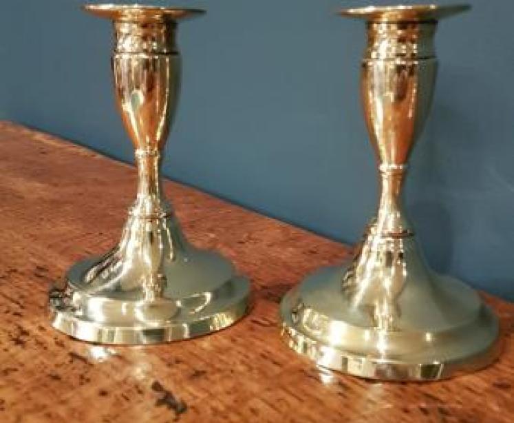 Pair of Regency Period Brass Candlesticks - Image 1