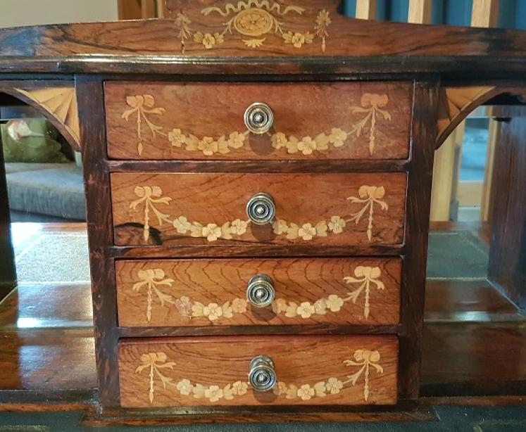 Antique Inlaid Rosewood Writing Desk - Image 7