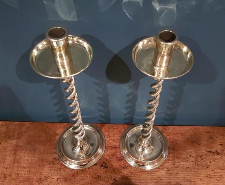 Impressive pair of Large Brass Candlesticks - Image 2
