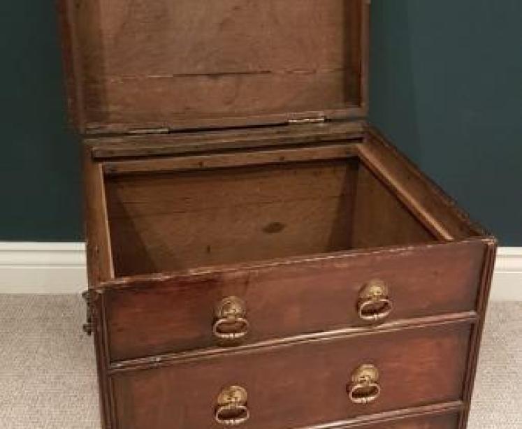 Antique Early Georgian Oak Box Coffer - Image 3