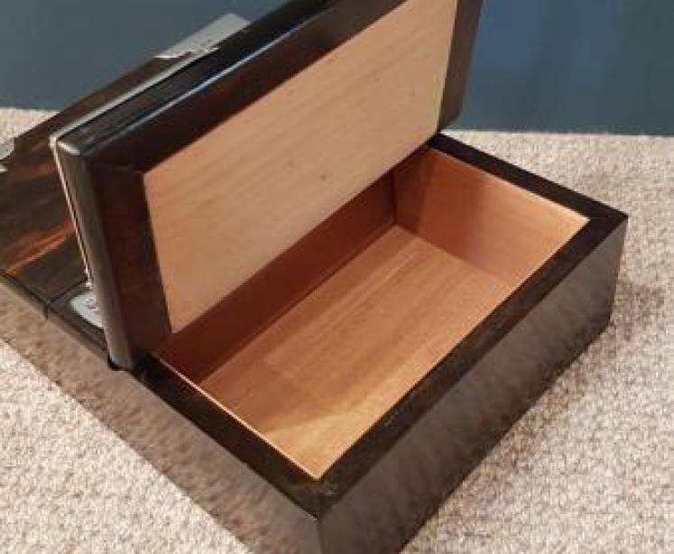 Victorian Solid Silver Coromandel Mounted Cigar Box - Image 5