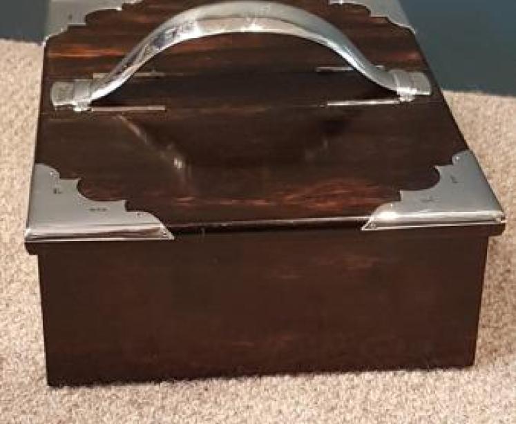 Victorian Solid Silver Coromandel Mounted Cigar Box - Image 7