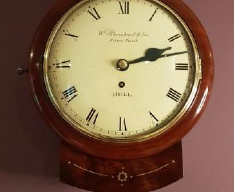 Early Victorian Mahogany 8" Single Fusse Drop Dial Wall Clock - Image 1