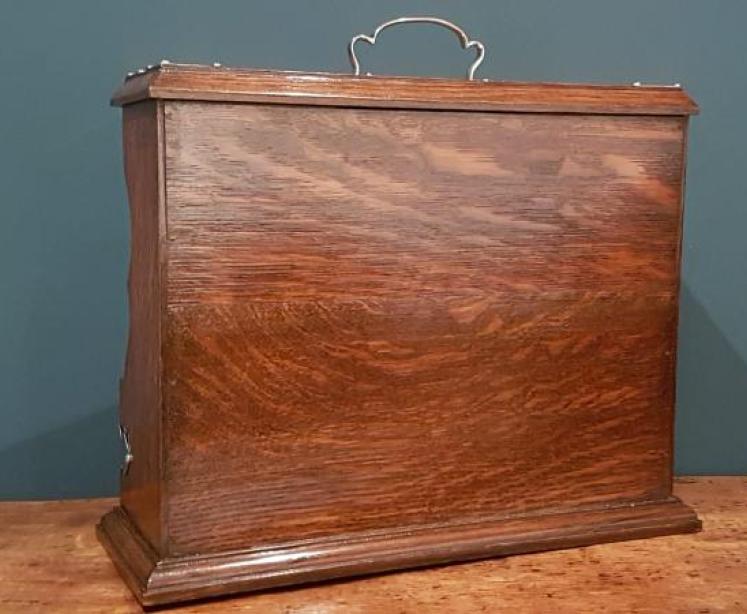 Superb Antique Oak Two Bottle Three Drawer Tantalus - Image 4