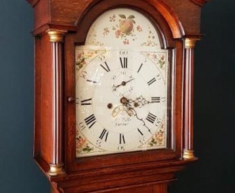 Small George III Oak Painted Dial 8 Day Longcase Clock - Image 1