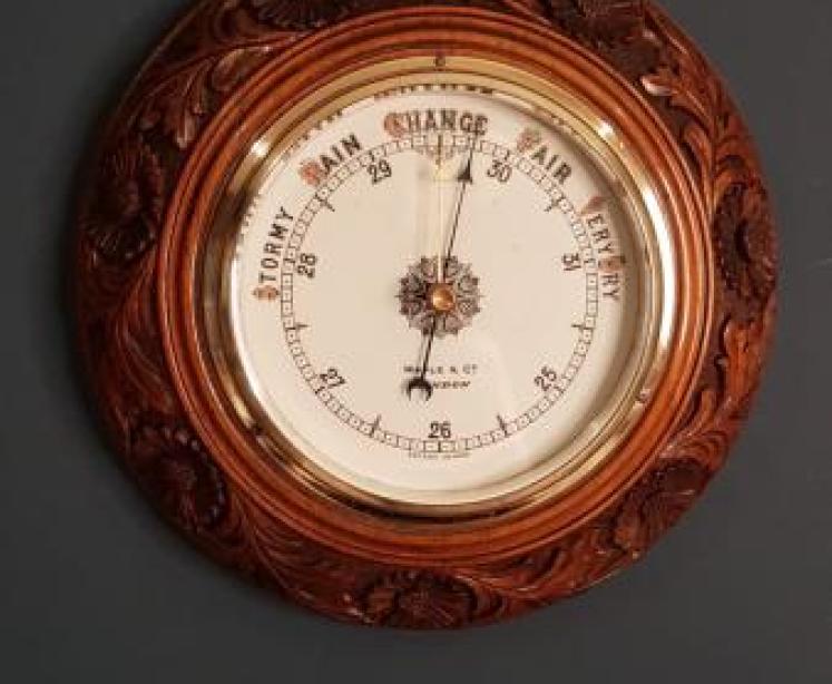 Fine Antique Carved Walnut Barometer Maple & Co - Image 1