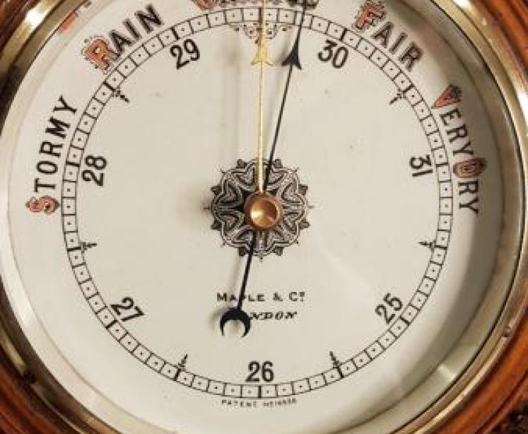 Fine Antique Carved Walnut Barometer Maple & Co - Image 4