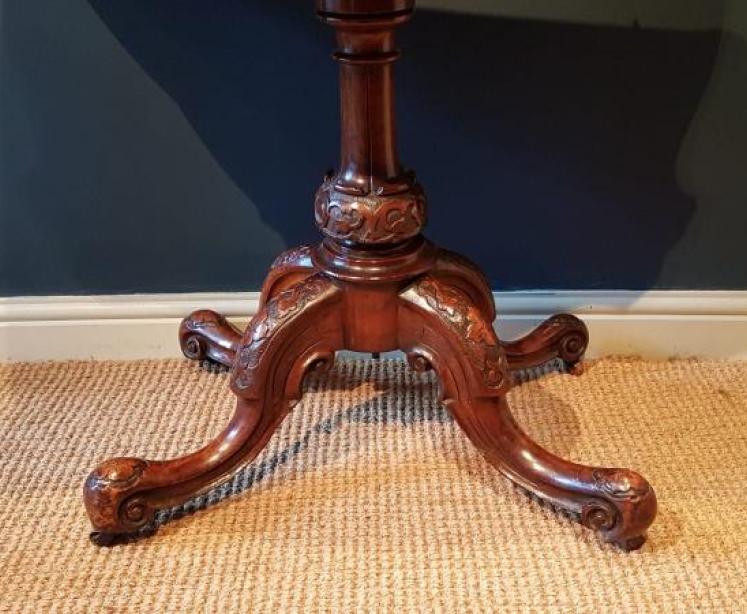Mid Victorian Burr Walnut Fold Over Card Table - Image 5
