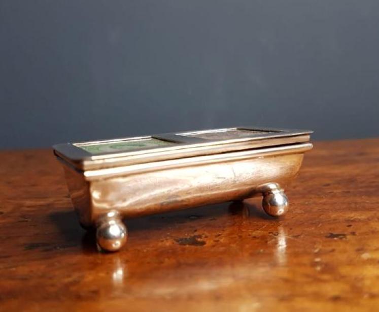 Antique Silver Trough Shaped Stamp Box - Image 2