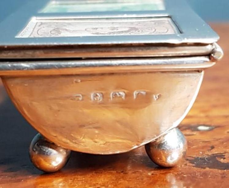 Antique Silver Trough Shaped Stamp Box - Image 3
