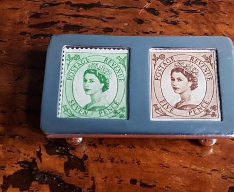 Antique Silver Trough Shaped Stamp Box - Image 5