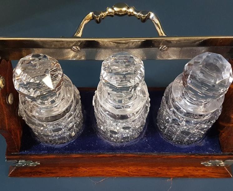 Victorian Betjamann's Three Bottle Liqueur Tantalus - Image 5