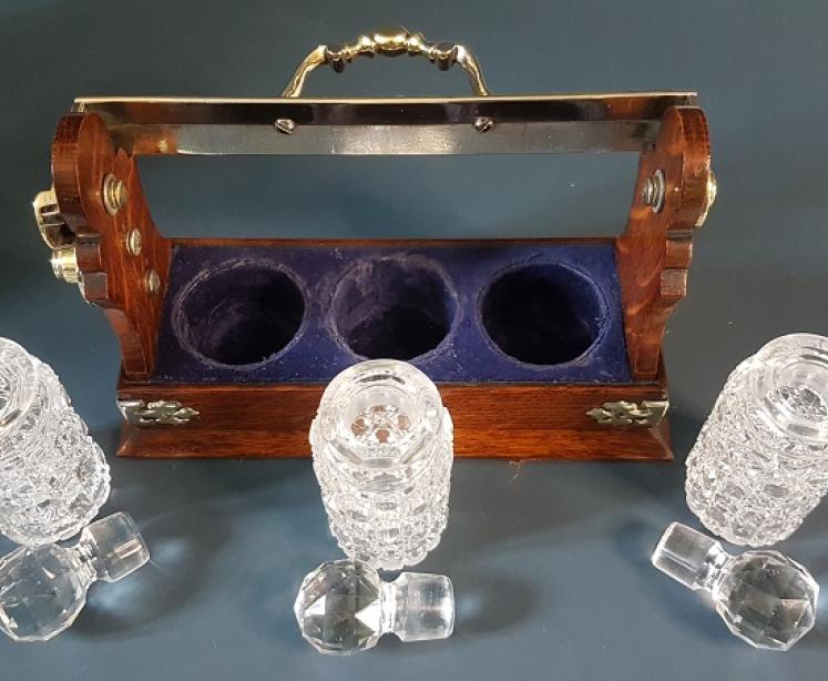 Victorian Betjamann's Three Bottle Liqueur Tantalus - Image 6