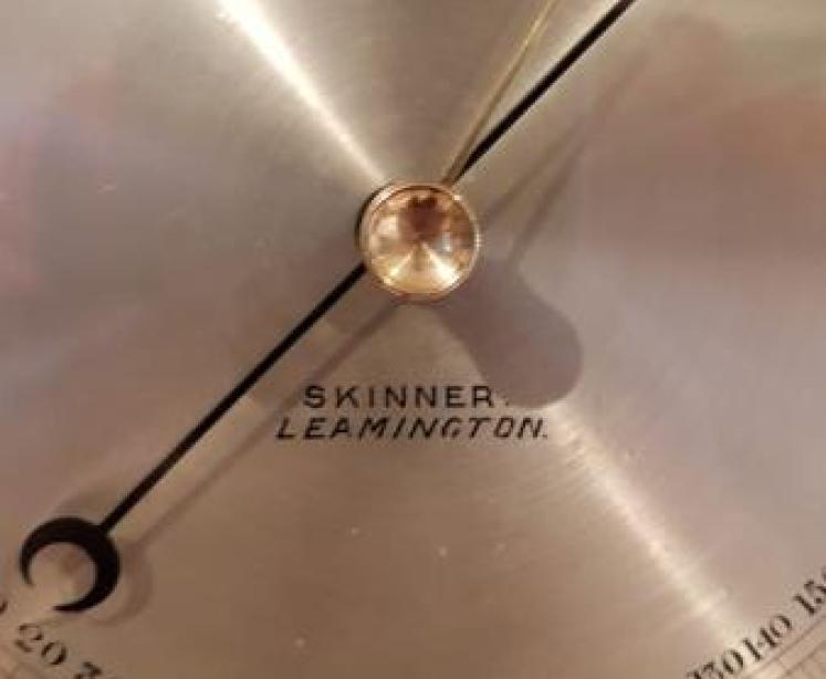 Antique Silvered Dial & Crescent Thermometer Barometer - Image 3