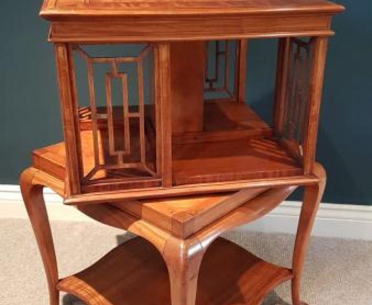 Antique Edwardian Period Satinwood Revolving Bookcase - Image 2