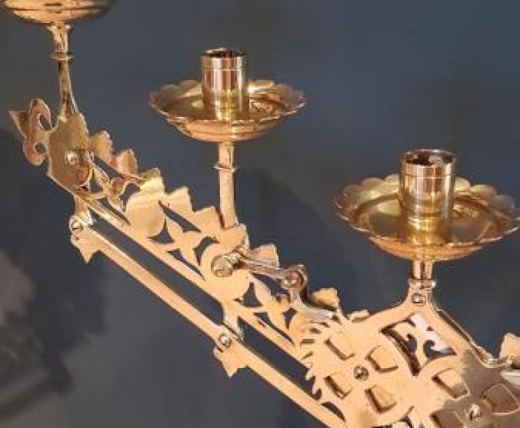 Superb Large Pair of Adjustable Church Candelabra  - Image 4