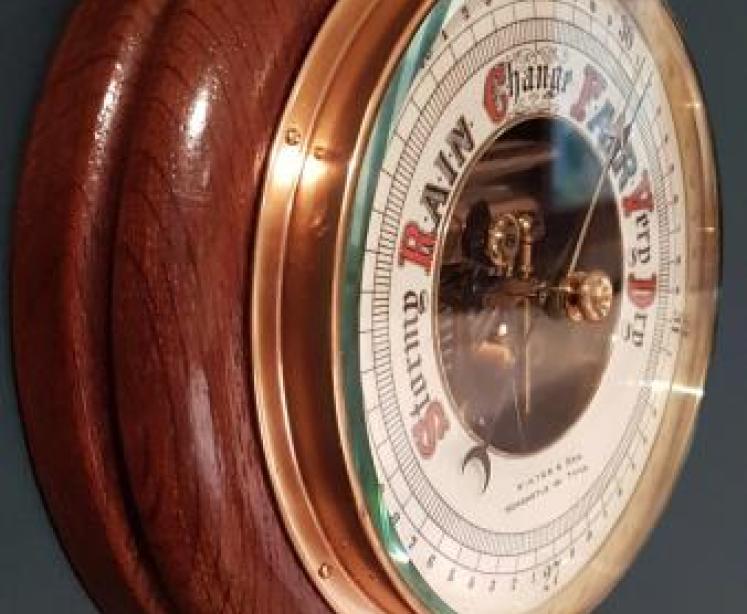 Victorian Oak Skeletonised Aneroid Barometer - Image 5