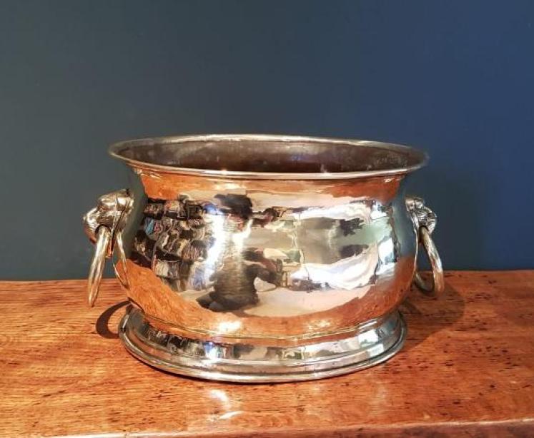 Antique Victorian Solid Brass Planter - Image 1