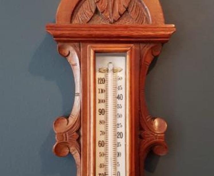 Superb Antique Carved Walnut Banjo Barometer  - Image 3