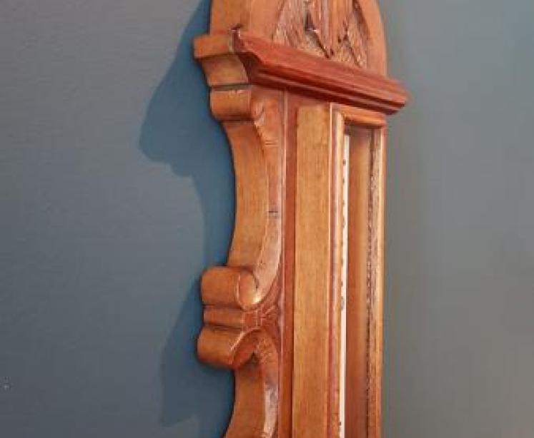 Superb Antique Carved Walnut Banjo Barometer  - Image 4