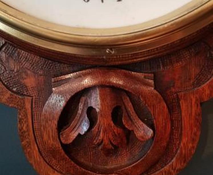 Fine Quality Antique Carved Oak Banjo Barometer  - Image 6