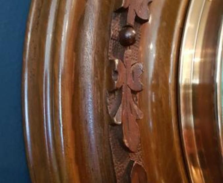 Large Antique Carved Walnut Wheel Barometer  - Image 4