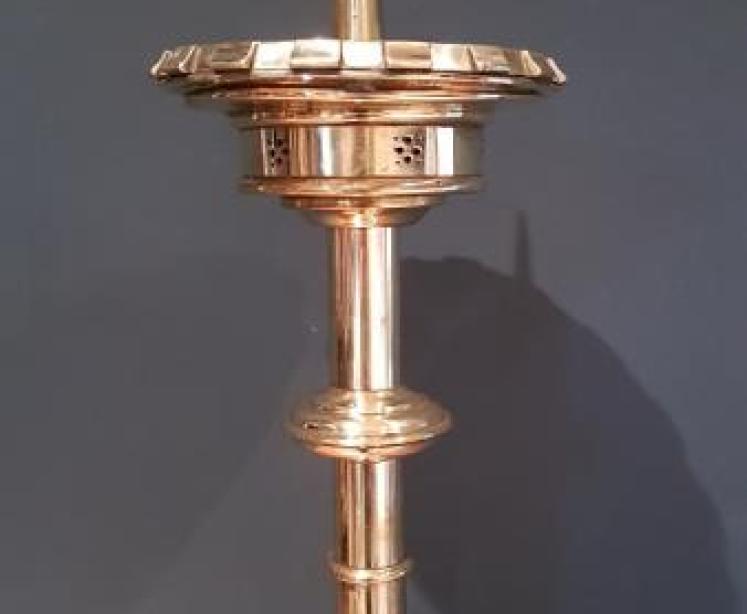 Large Pair of Antique Brass Church Candlesticks - Image 2