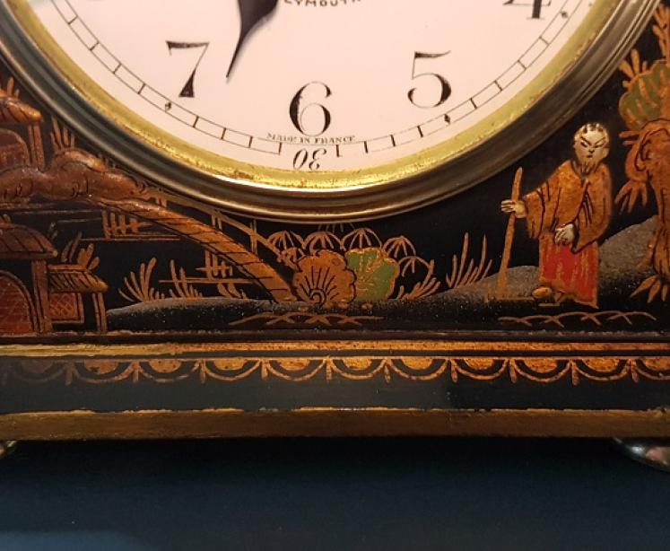 Antique Chinoiserie 8 Day Paris Made Mantel Clock - Image 7