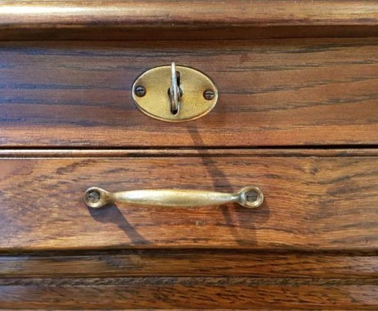 Quality Edwardian Solid Oak Tambour Front File Cabinet - Image 6