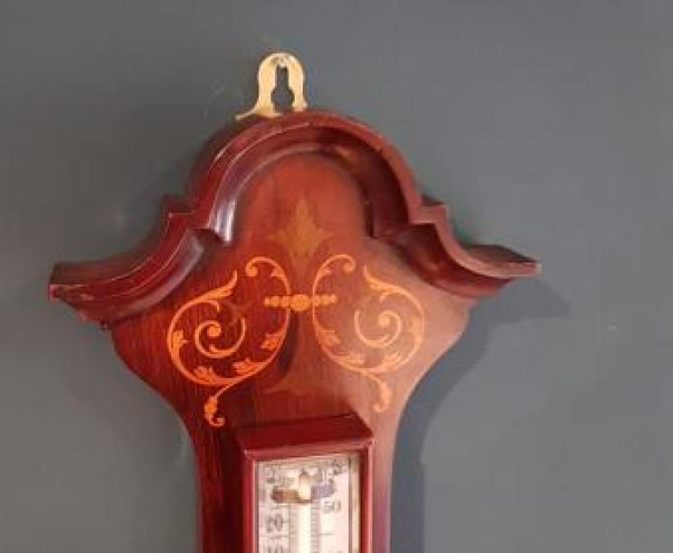 Superb Antique Inlaid Rosewood Banjo Barometer - Image 3