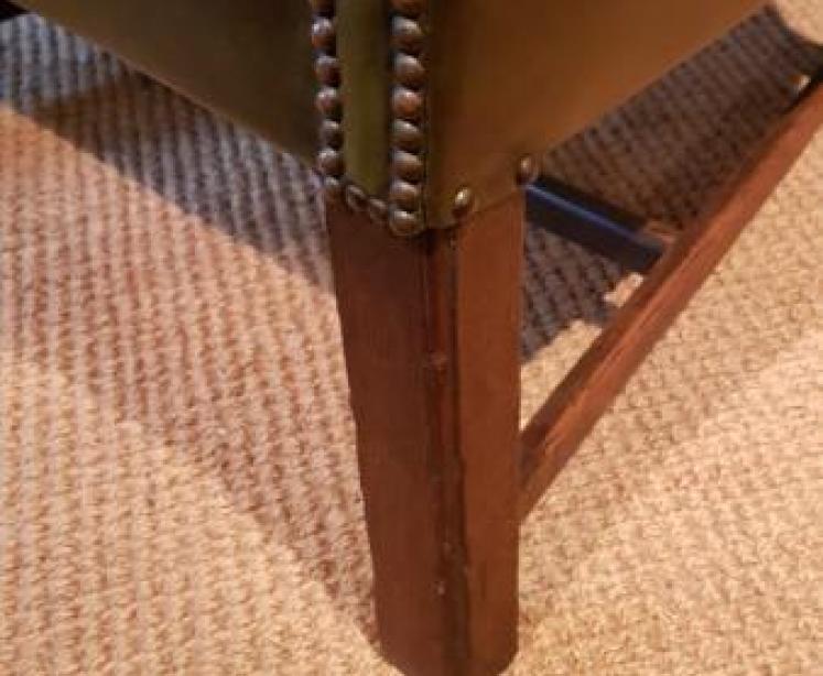 Early Victorian Leather Barrel Back Arm Chair - Image 5