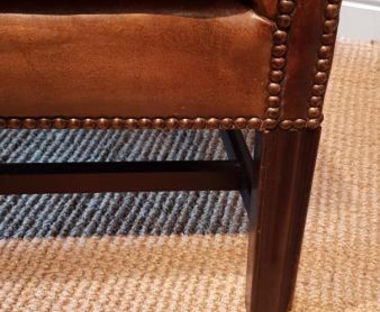 Antique Leather Wing Back Arm Chair - Image 5