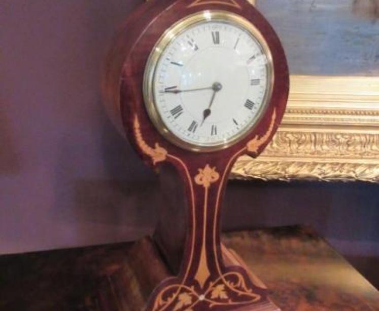 Art Nouveau Fruitwood Inlaid Mantel Clock - Image 1