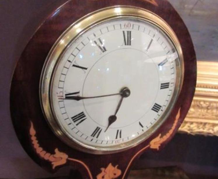 Art Nouveau Fruitwood Inlaid Mantel Clock - Image 7