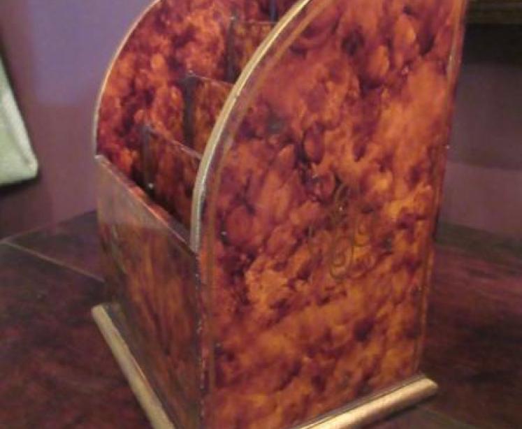 Antique Chinoiserie Simulated Walnut Letter Rack - Image 4